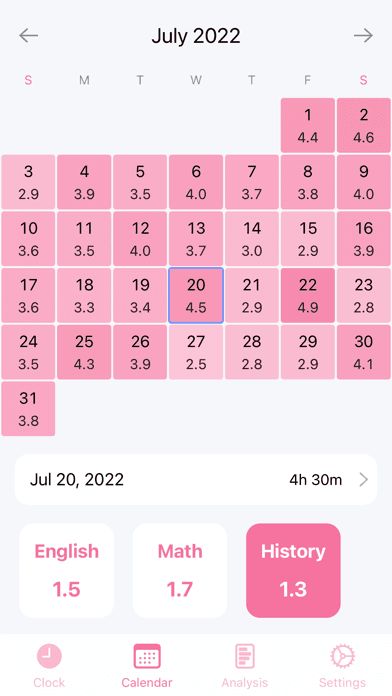 Study Tracker study calendar